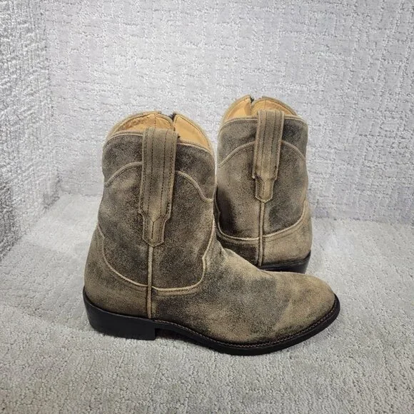 Tecovas The Dean Men's Size US 8EE Taupe Suede Side Zip Western Boots - Picture 7 of 10